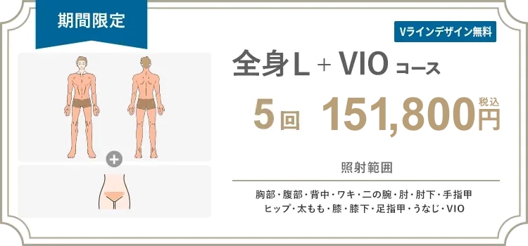 【男性】全身L + VIO 5回 145,000円（税抜）
