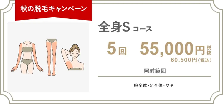 【女性】全身S 5回 55,000円（税抜）