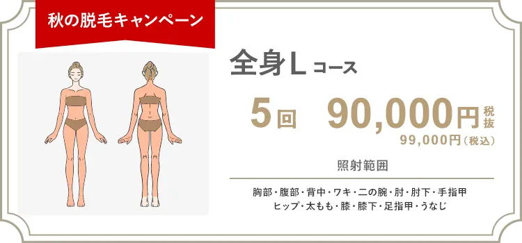 【女性】全身L 5回 90,000円（税抜）